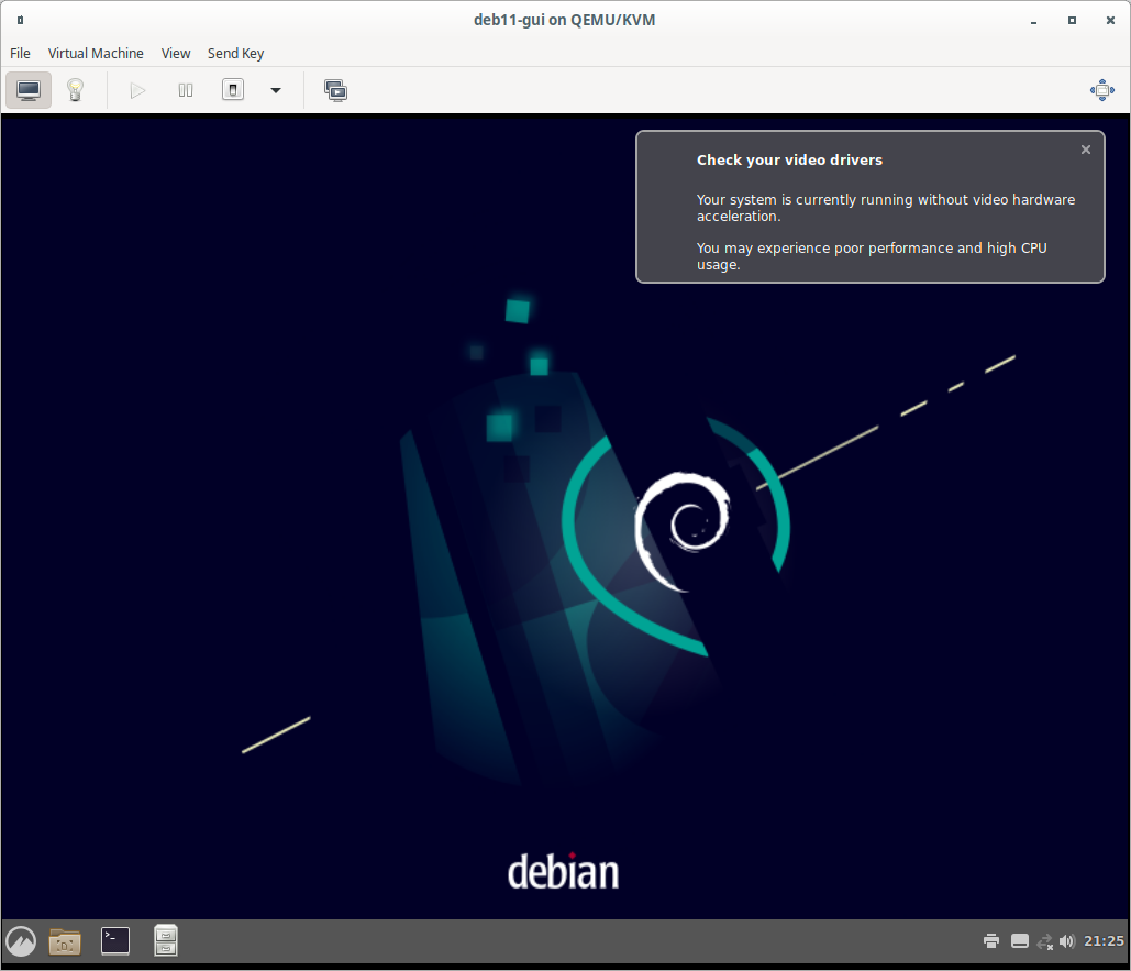 Виртуальная машина KVM с GUI на базе официального образа Debian 11
